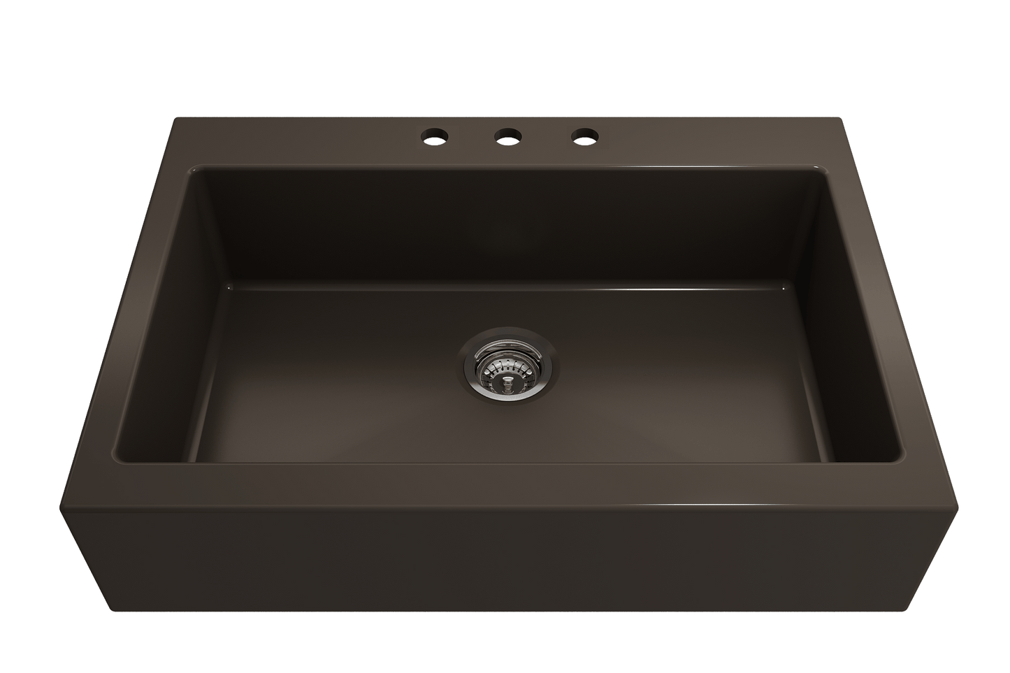 Nuova Apron Front Drop-In Fireclay 34" Single Bowl Kitchen Sink in Matte Brown