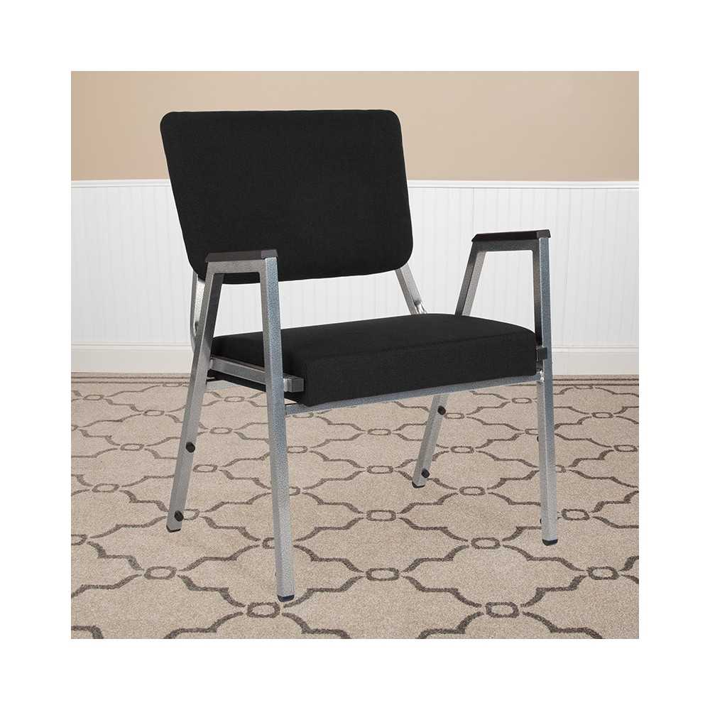 1500 lb. Rated Black Antimicrobial Fabric Bariatric Medical Reception Arm Chair with 3/4 Panel Back