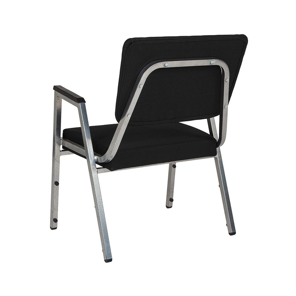 1500 lb. Rated Black Antimicrobial Fabric Bariatric Medical Reception Arm Chair with 3/4 Panel Back