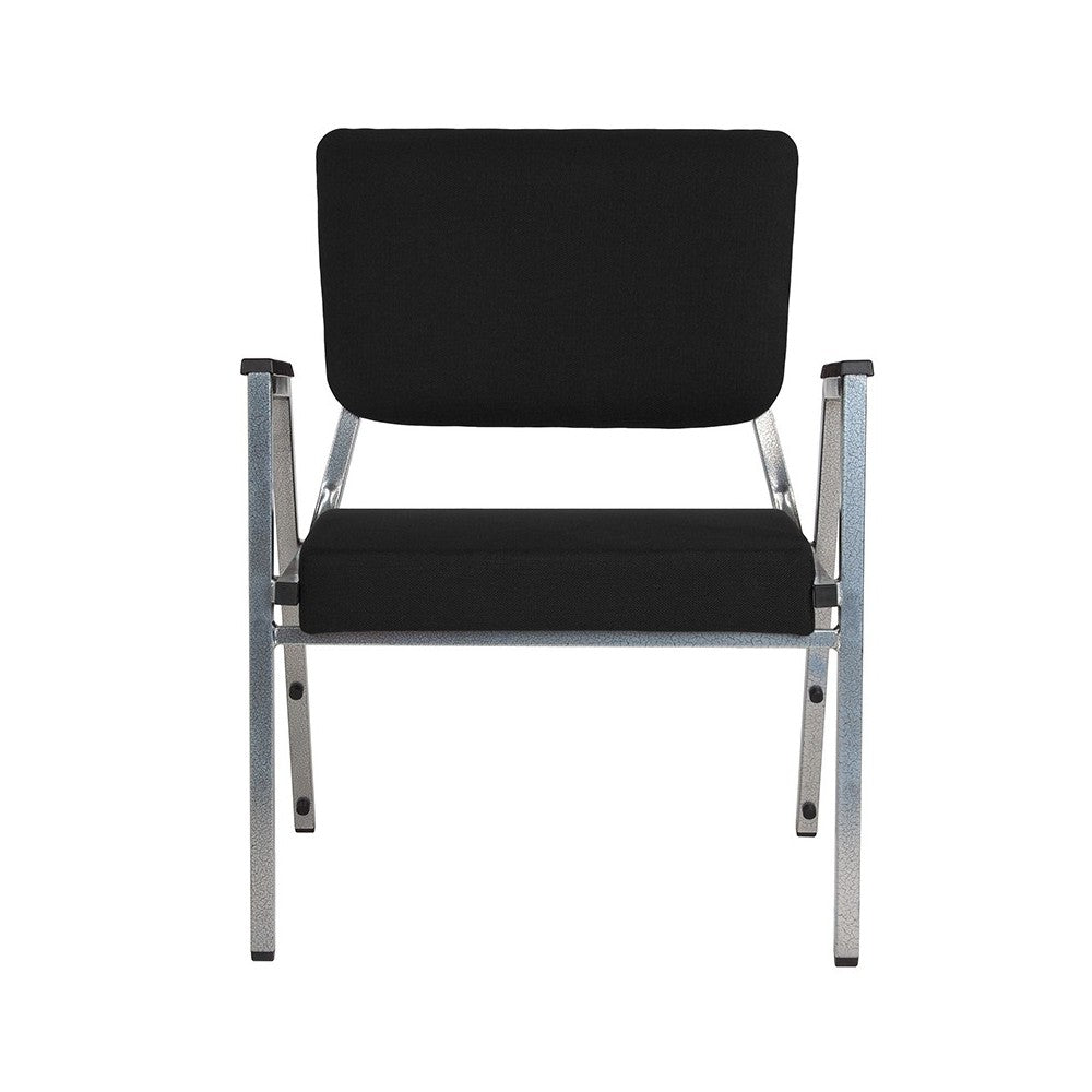 1500 lb. Rated Black Antimicrobial Fabric Bariatric Medical Reception Arm Chair with 3/4 Panel Back