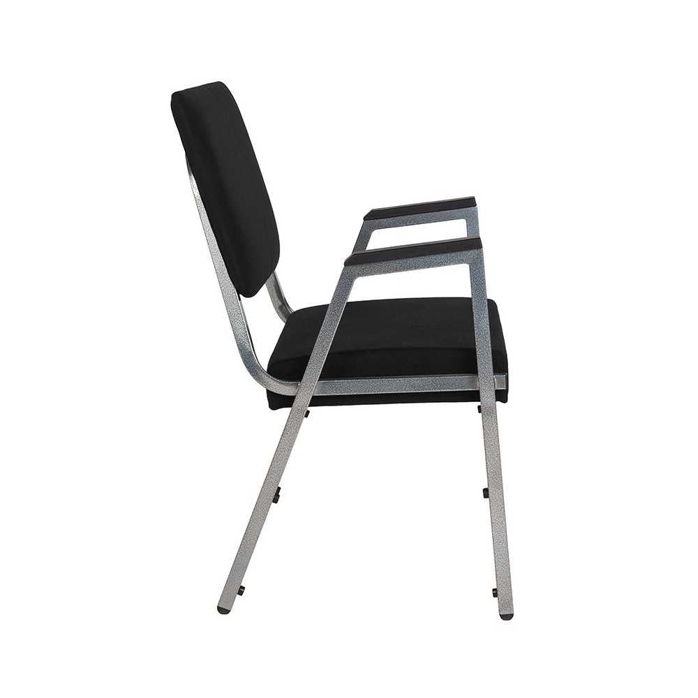 1500 lb. Rated Black Antimicrobial Fabric Bariatric Medical Reception Arm Chair with 3/4 Panel Back