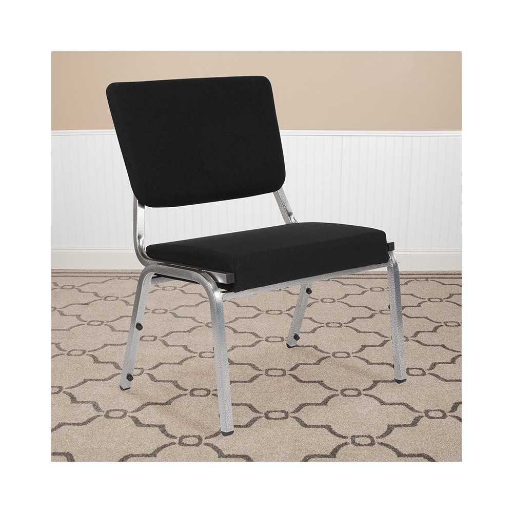 1500 lb. Rated Black Antimicrobial Fabric Bariatric Medical Reception Chair with 3/4 Panel Back