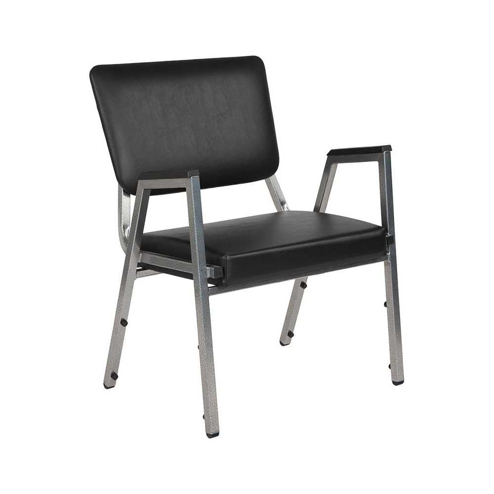 1500 lb. Rated Black Antimicrobial Vinyl Bariatric Medical Reception Arm Chair with 3/4 Panel Back