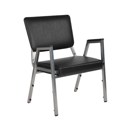 1500 lb. Rated Black Antimicrobial Vinyl Bariatric Medical Reception Arm Chair with 3/4 Panel Back