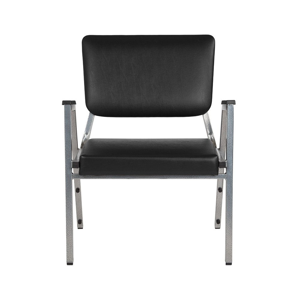 1500 lb. Rated Black Antimicrobial Vinyl Bariatric Medical Reception Arm Chair with 3/4 Panel Back