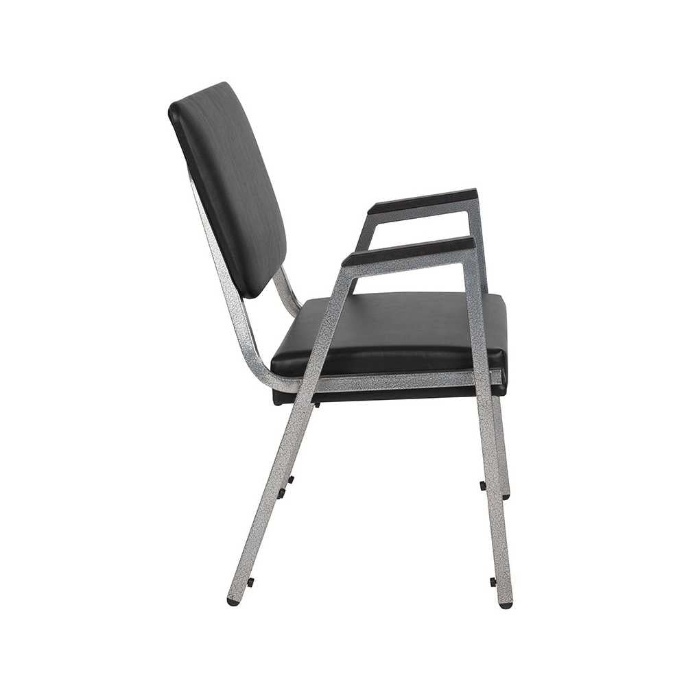 1500 lb. Rated Black Antimicrobial Vinyl Bariatric Medical Reception Arm Chair with 3/4 Panel Back