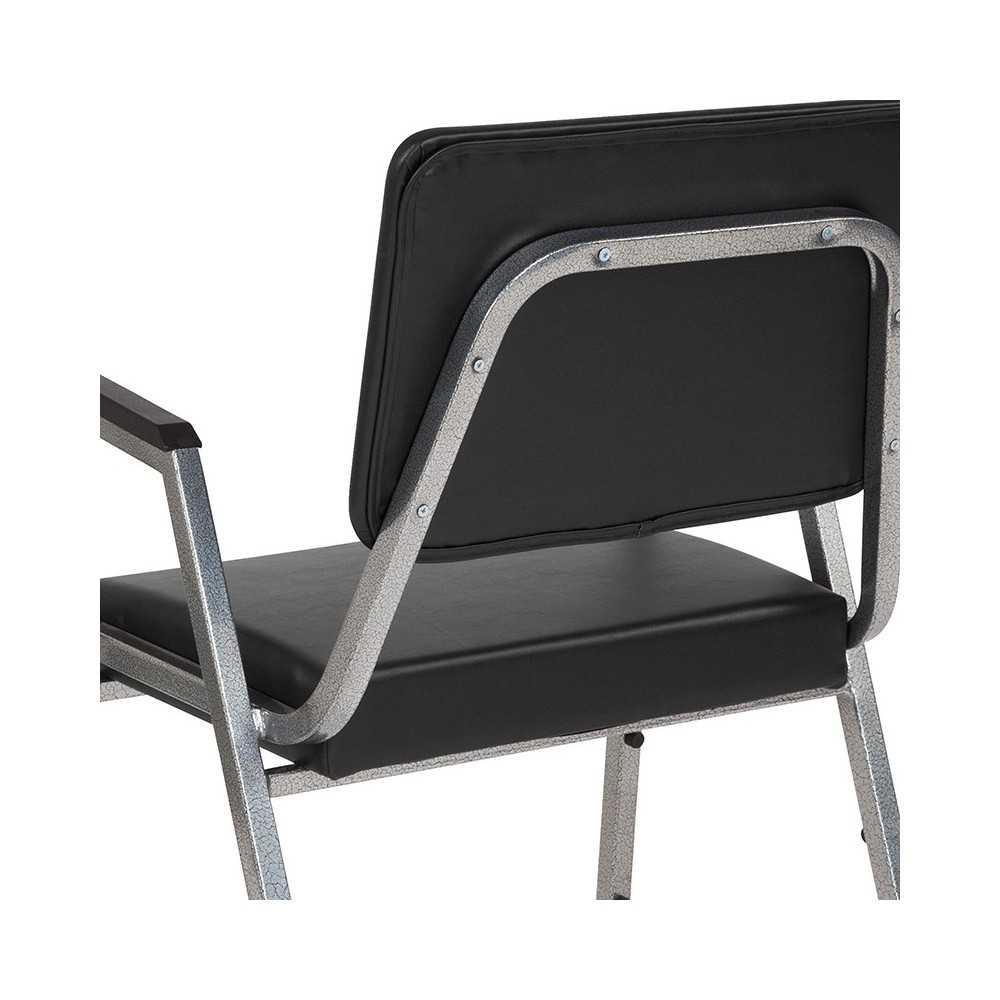 1500 lb. Rated Black Antimicrobial Vinyl Bariatric Medical Reception Arm Chair with 3/4 Panel Back