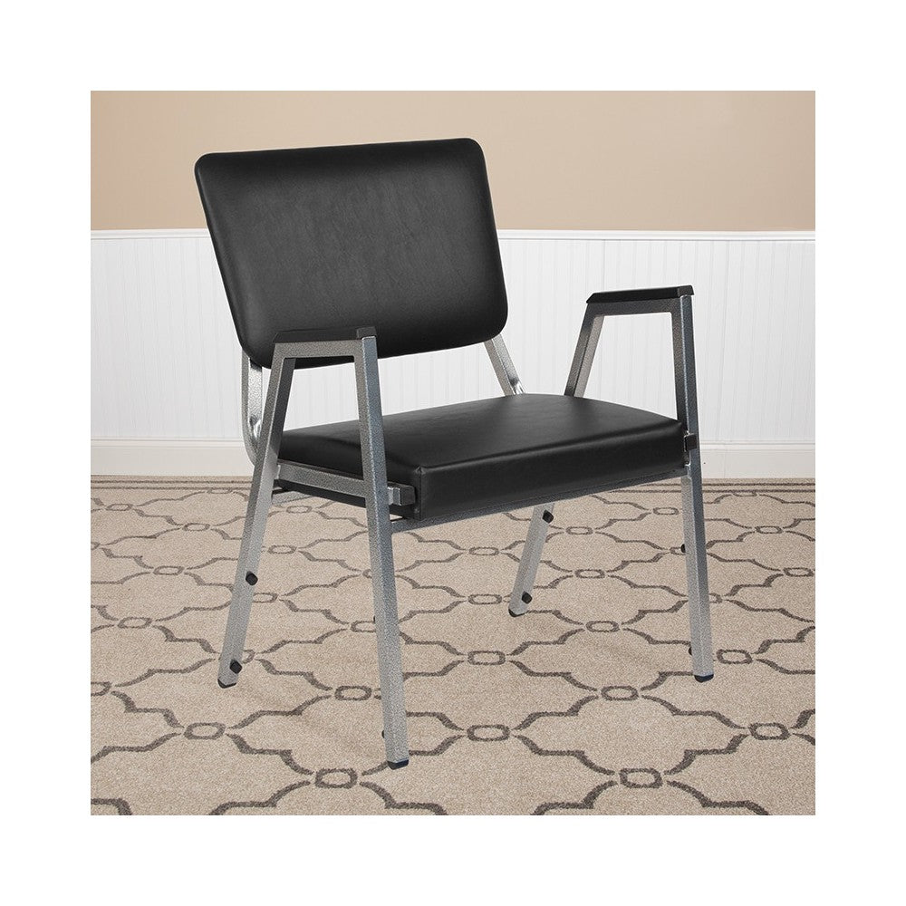 1500 lb. Rated Black Antimicrobial Vinyl Bariatric Medical Reception Arm Chair with 3/4 Panel Back