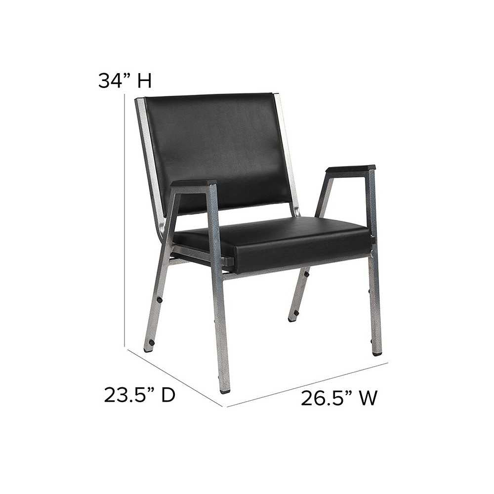1500 lb. Rated Black Antimicrobial Vinyl Bariatric Medical Reception Arm Chair
