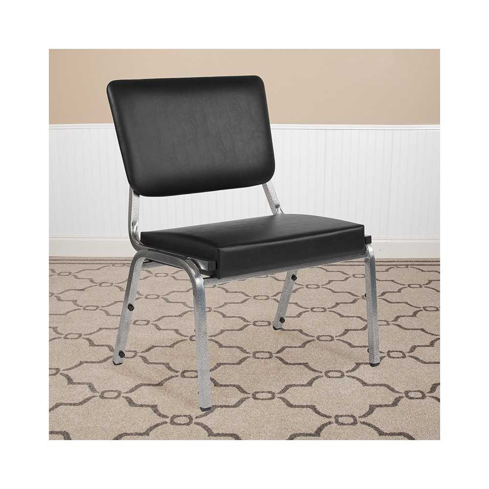1500 lb. Rated Black Antimicrobial Vinyl Bariatric Medical Reception Chair with 3/4 Panel Back