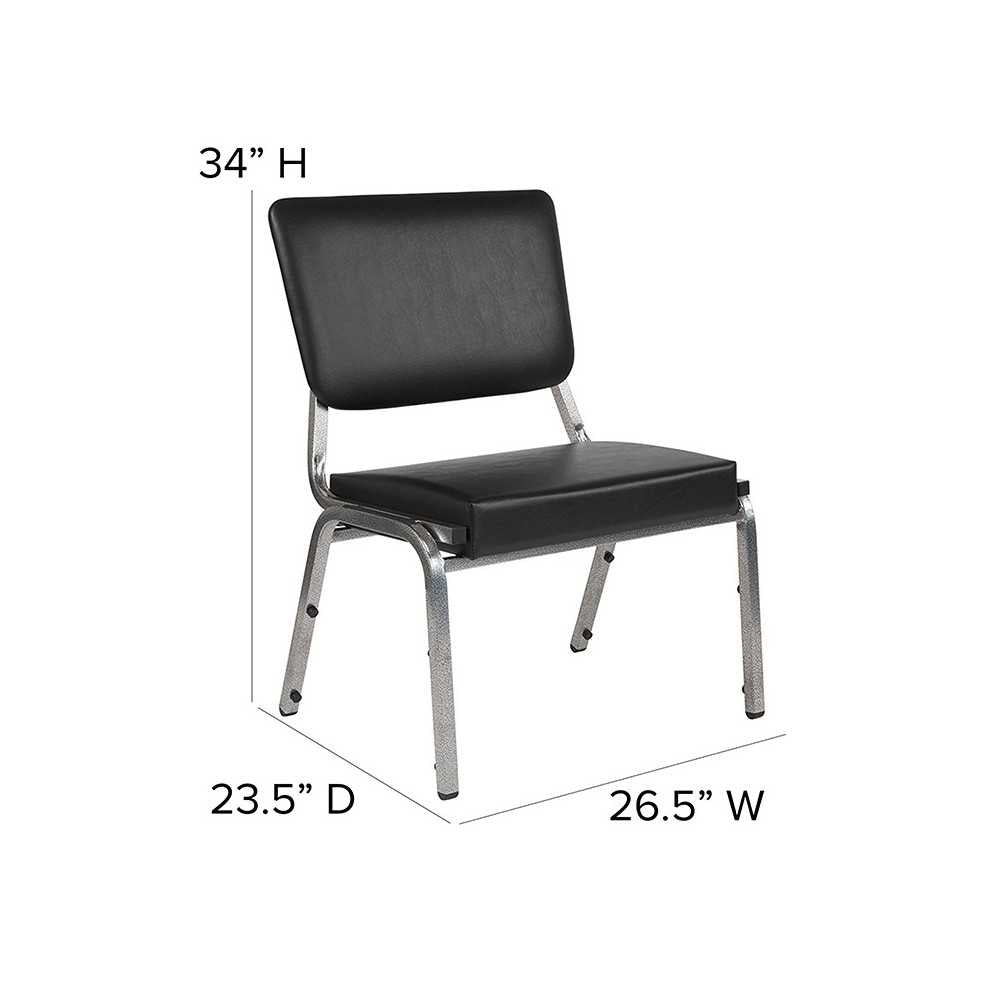 1500 lb. Rated Black Antimicrobial Vinyl Bariatric Medical Reception Chair with 3/4 Panel Back