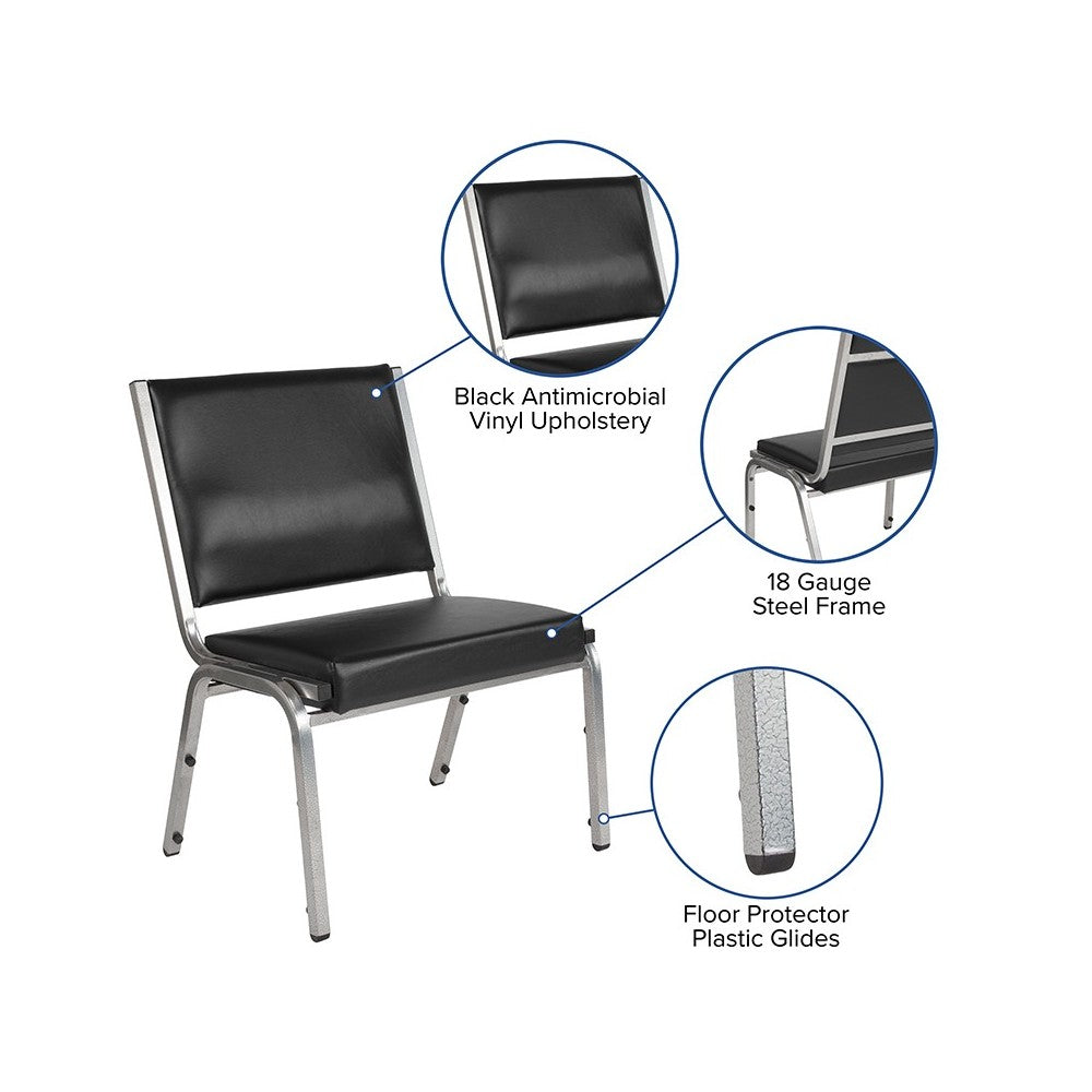 1500 lb. Rated Black Antimicrobial Vinyl Bariatric Medical Reception Chair