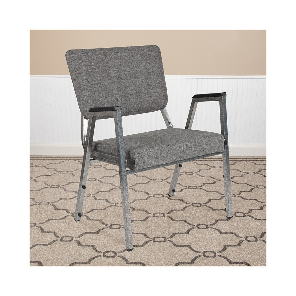 1500 lb. Rated Gray Antimicrobial Fabric Bariatric Medical Reception Arm Chair with 3/4 Panel Back