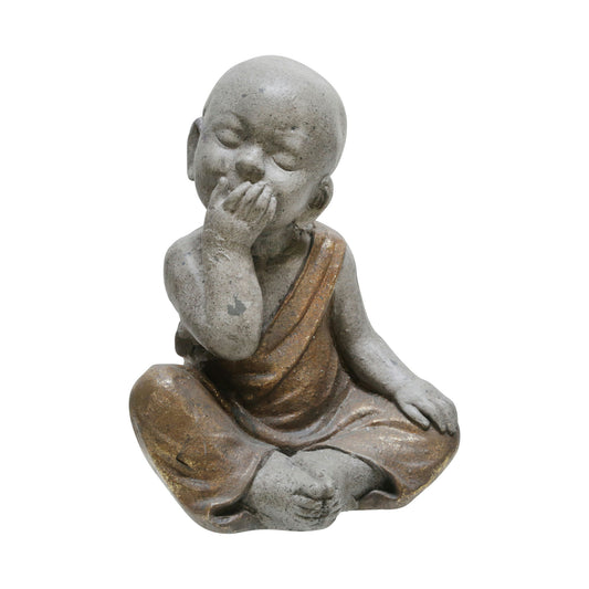 Polyresin 12" No Speak Baby Monk, Gray/gold