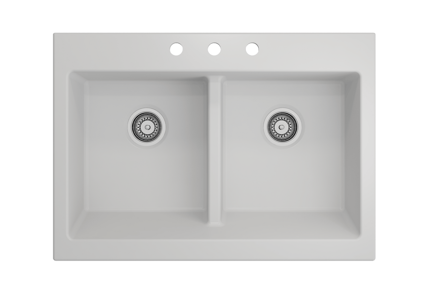 Nuova Apron Front Drop-In Fireclay 34" Double Bowl Kitchen Sink in Matte White