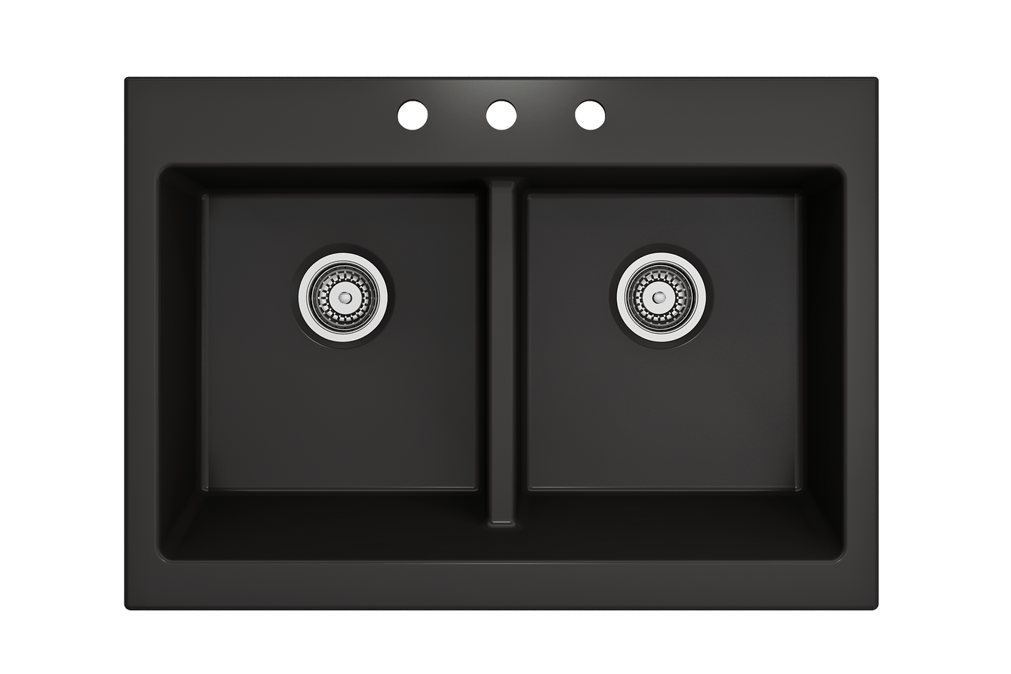 Nuova Apron Front Drop-In Fireclay 34" Double Bowl Kitchen Sink in Matte Black