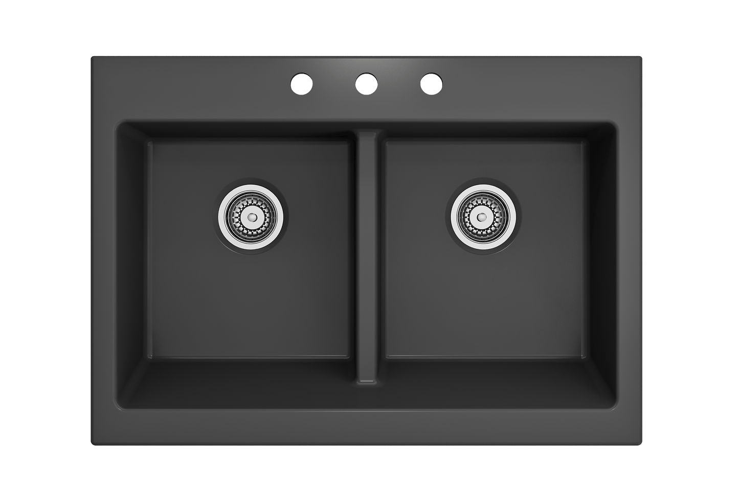 Nuova Apron Front Drop-In Fireclay 34" 50/50 Double Bowl Kitchen Sink Dark Gray