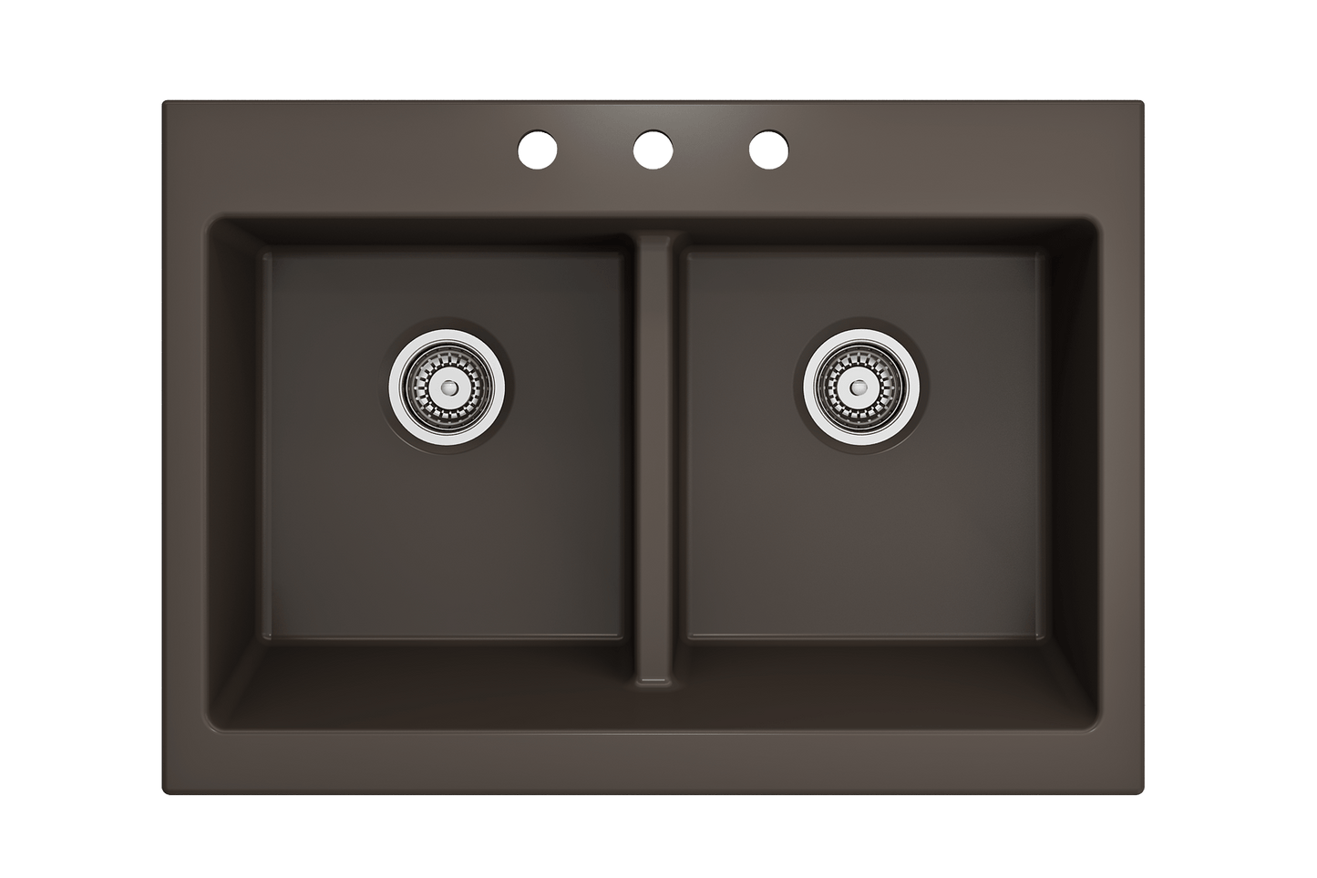 Nuova Apron Front Drop-In Fireclay 34" 50/50 Double Bowl Kitchen Sink in Brown