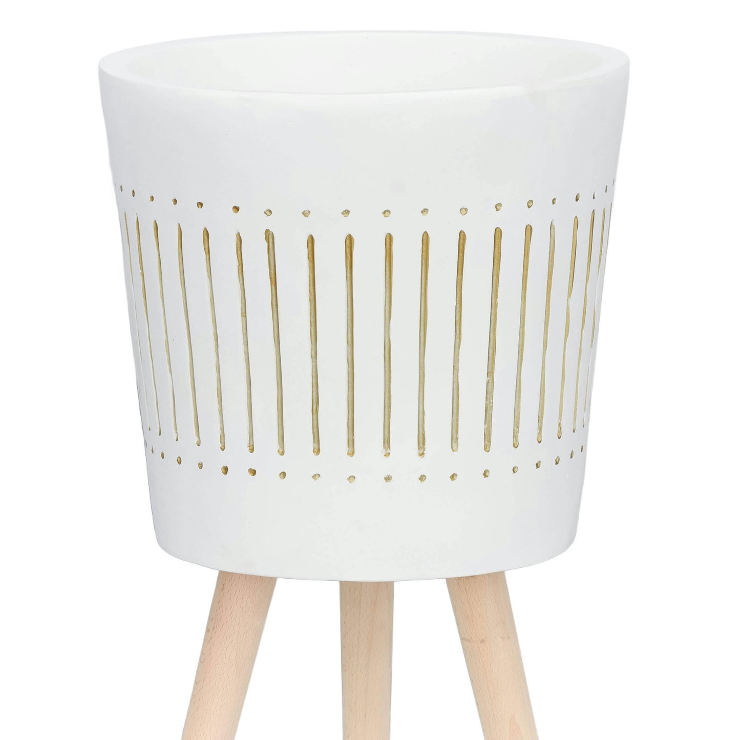 S/2 10/12" Planter W/ Wood Legs, White (kd)