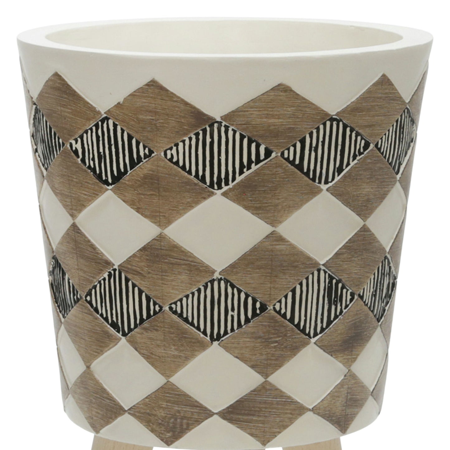 S/2 10/12" Diamond Planter W/ Wood Legs, Brown(kd)