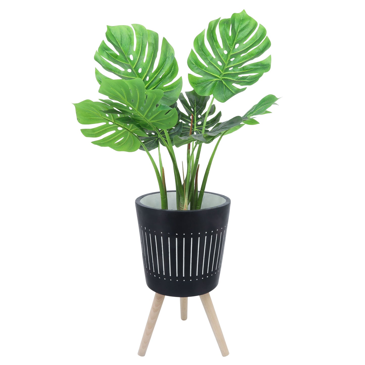 S/2 10/12" Planter W/ Wood Legs, Navy Kd