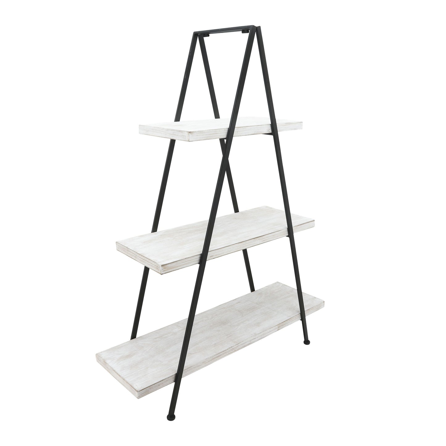 Metal/wood 54" Pyramid Shelf, White/black Kd