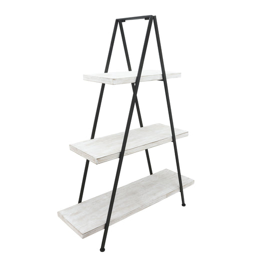 Metal/wood 54" Pyramid Shelf, White/black Kd