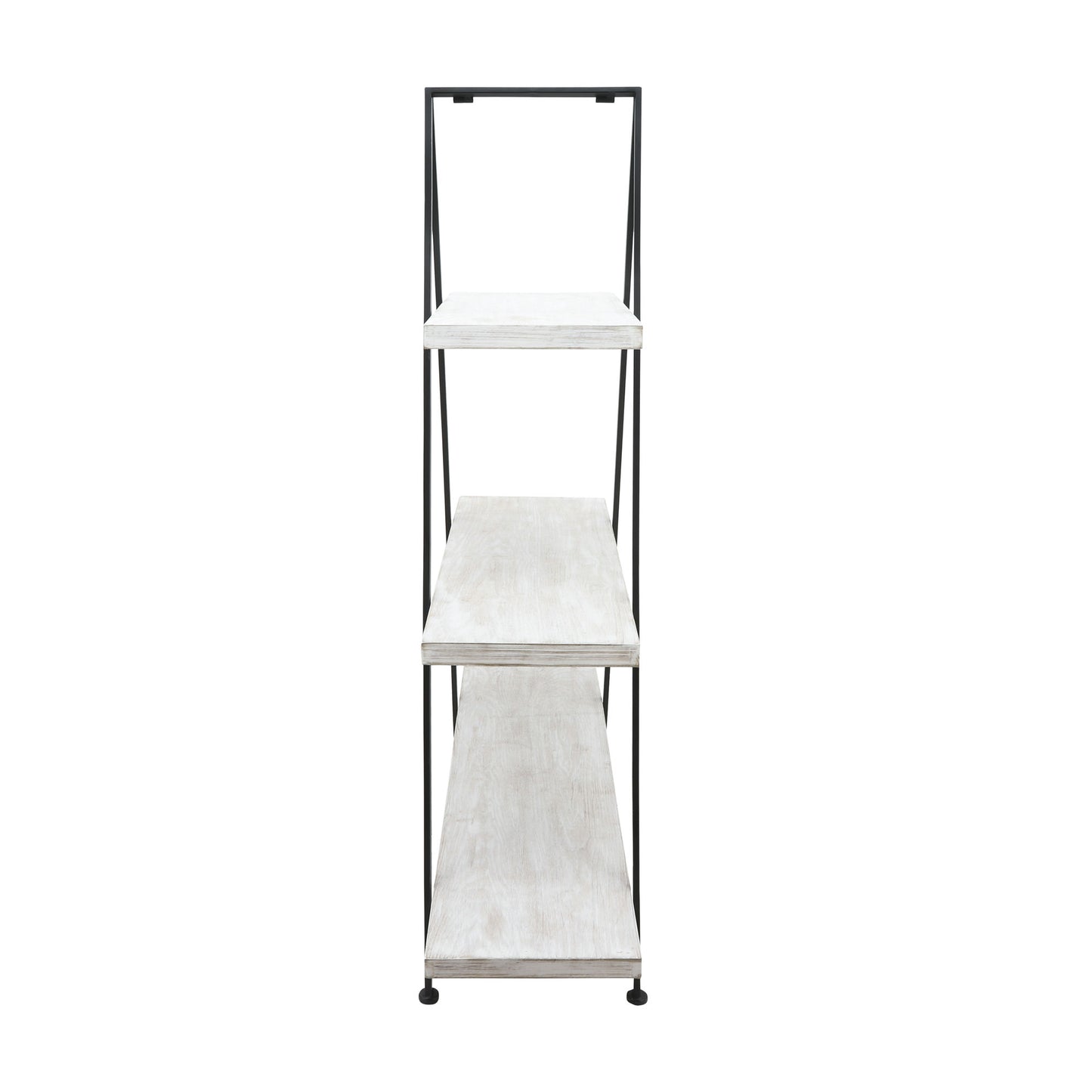 Metal/wood 54" Pyramid Shelf, White/black Kd