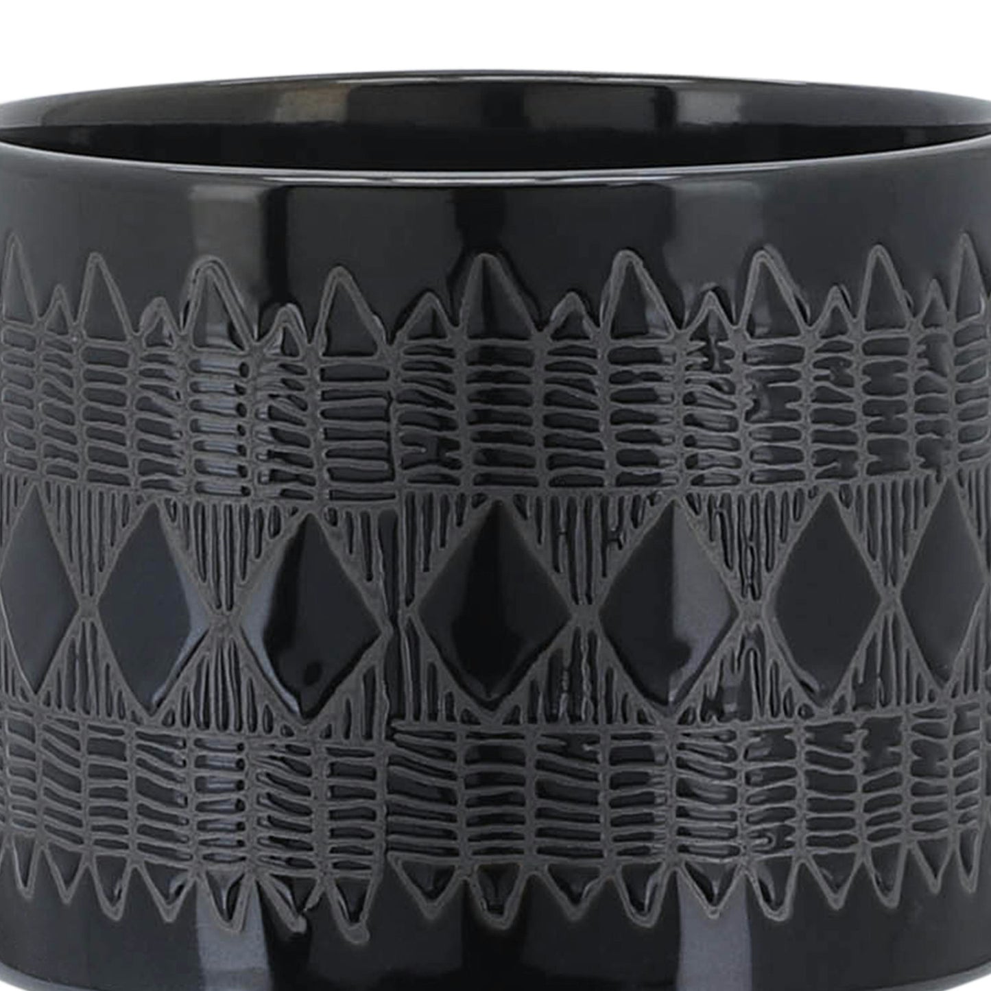 Cer, S/2 8/10" Aztec Planter On Wooden Stand,black