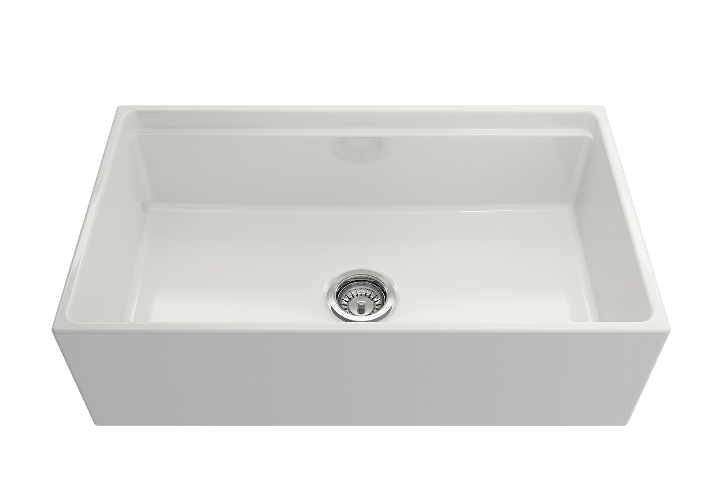 Contempo Step-Rim Apron Front Fireclay 33" Single Bowl Kitchen Sink in White