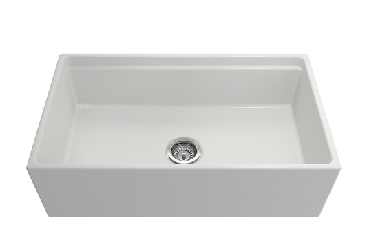 Contempo Step-Rim Apron Front Fireclay 33" Single Bowl Kitchen Sink Matte White