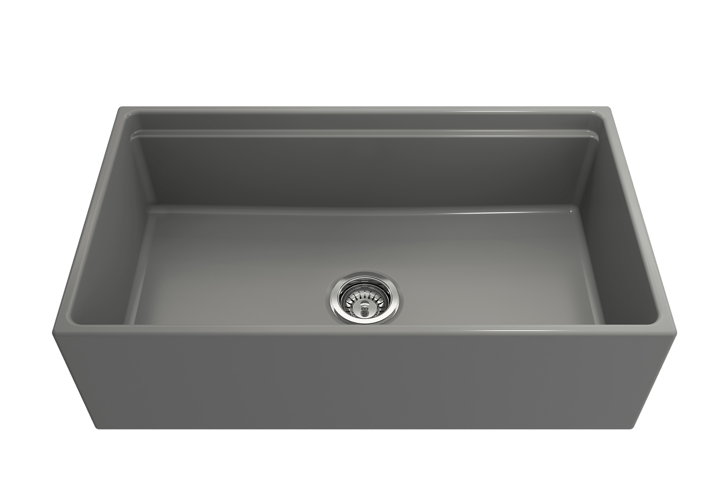 Contempo Step-Rim Apron Front Fireclay 33" Single Bowl Kitchen Sink Matte Gray