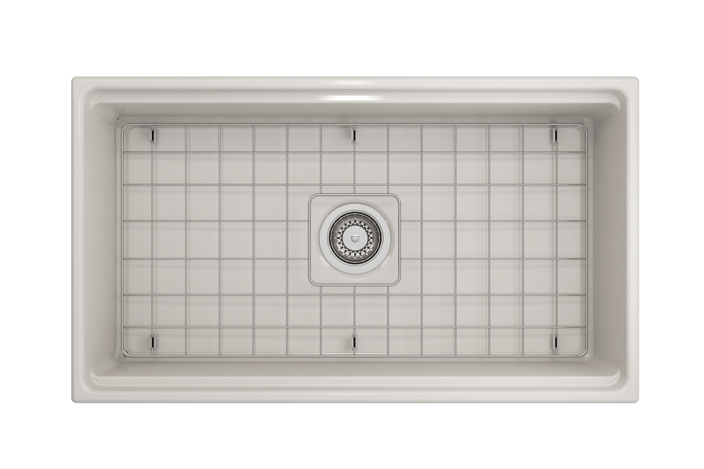 Contempo Step-Rim Apron Front Fireclay 33" Single Bowl Kitchen Sink in Biscuit