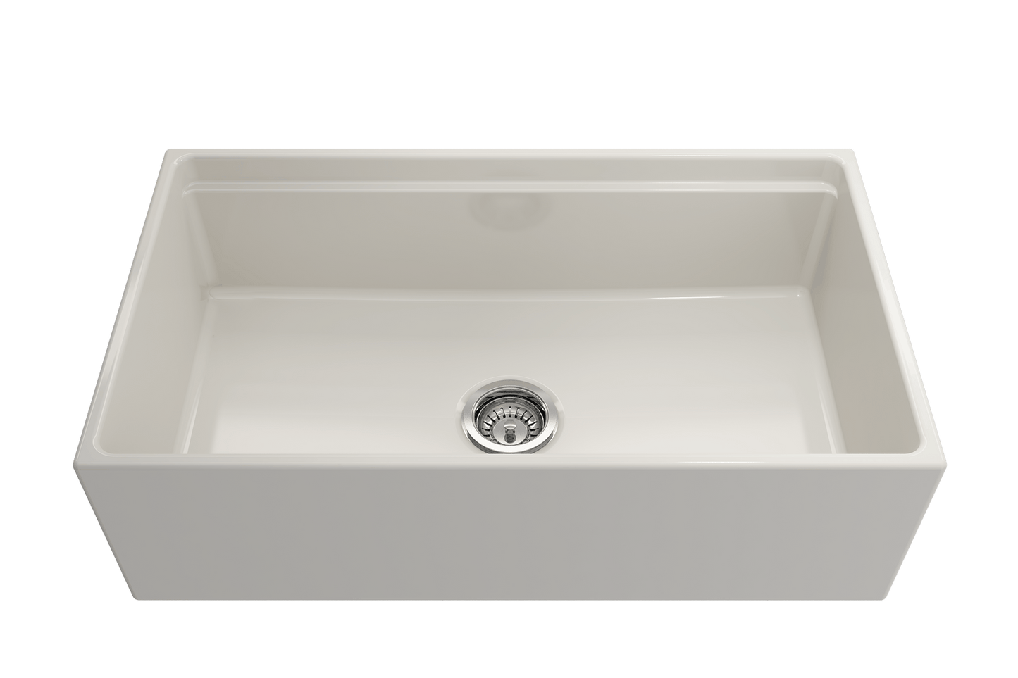 Contempo Step-Rim Apron Front Fireclay 33" Single Bowl Kitchen Sink in Biscuit