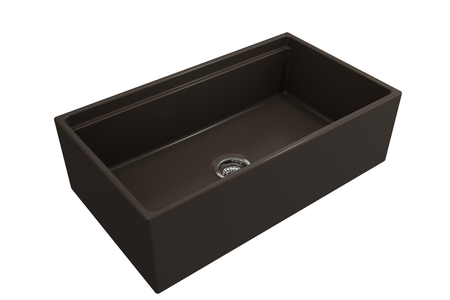 Contempo Step-Rim Apron Front Fireclay 33" Single Bowl Kitchen Sink Matte Brown