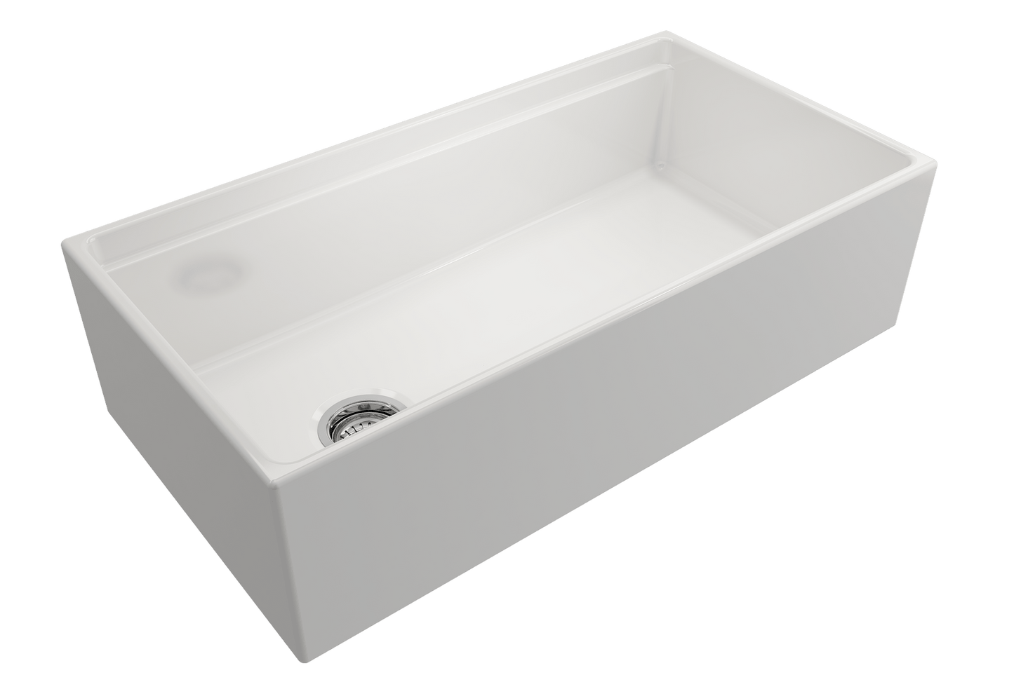 Contempo Step-Rim Apron Front Fireclay 36" Single Bowl Kitchen Sink in White