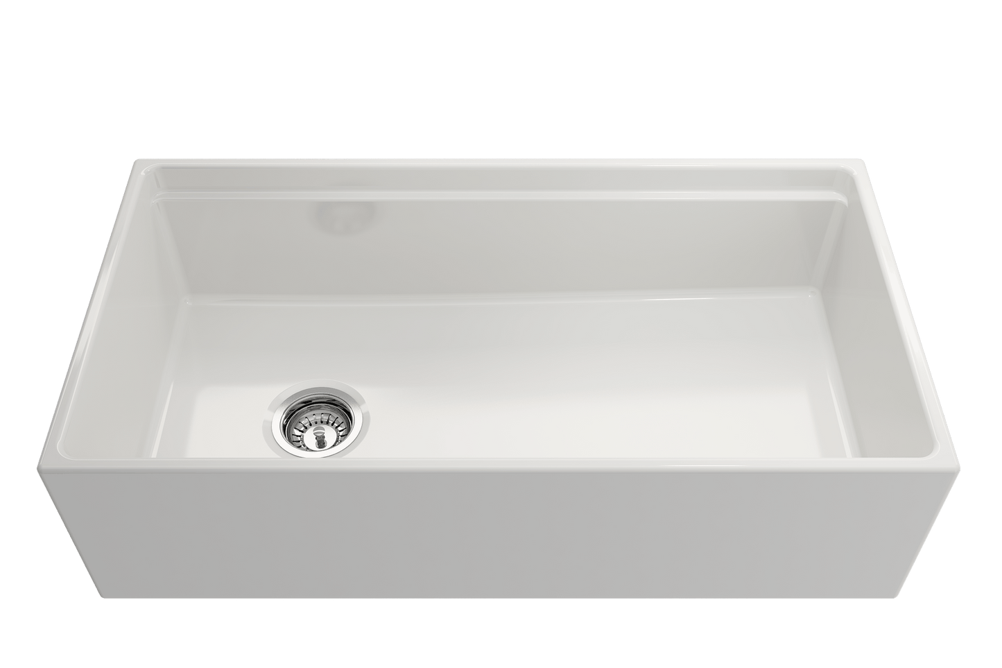 Contempo Step-Rim Apron Front Fireclay 36" Single Bowl Kitchen Sink in White