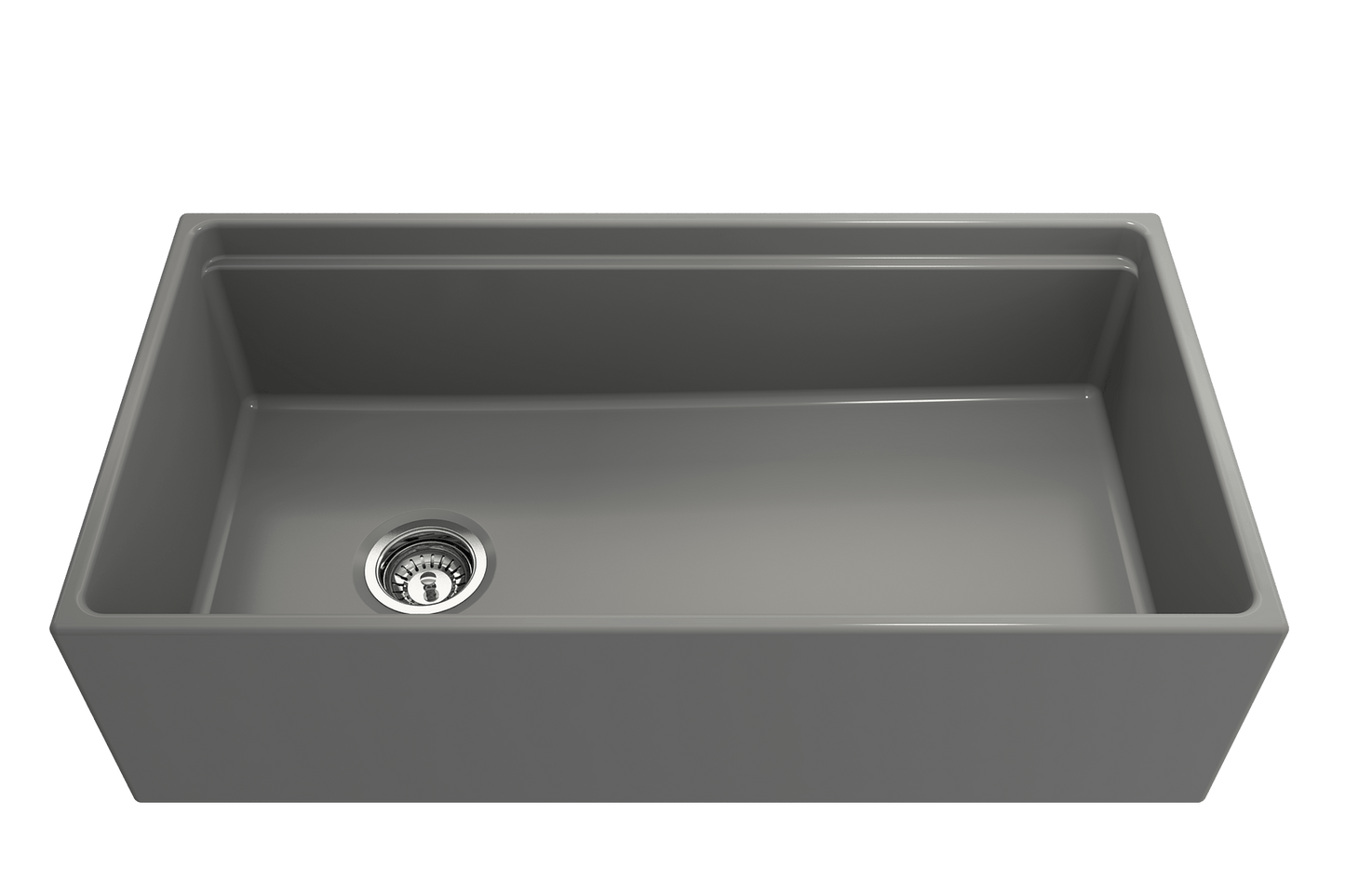 Contempo Step-Rim Apron Front Fireclay 36" Single Bowl Kitchen Sink Matte Gray