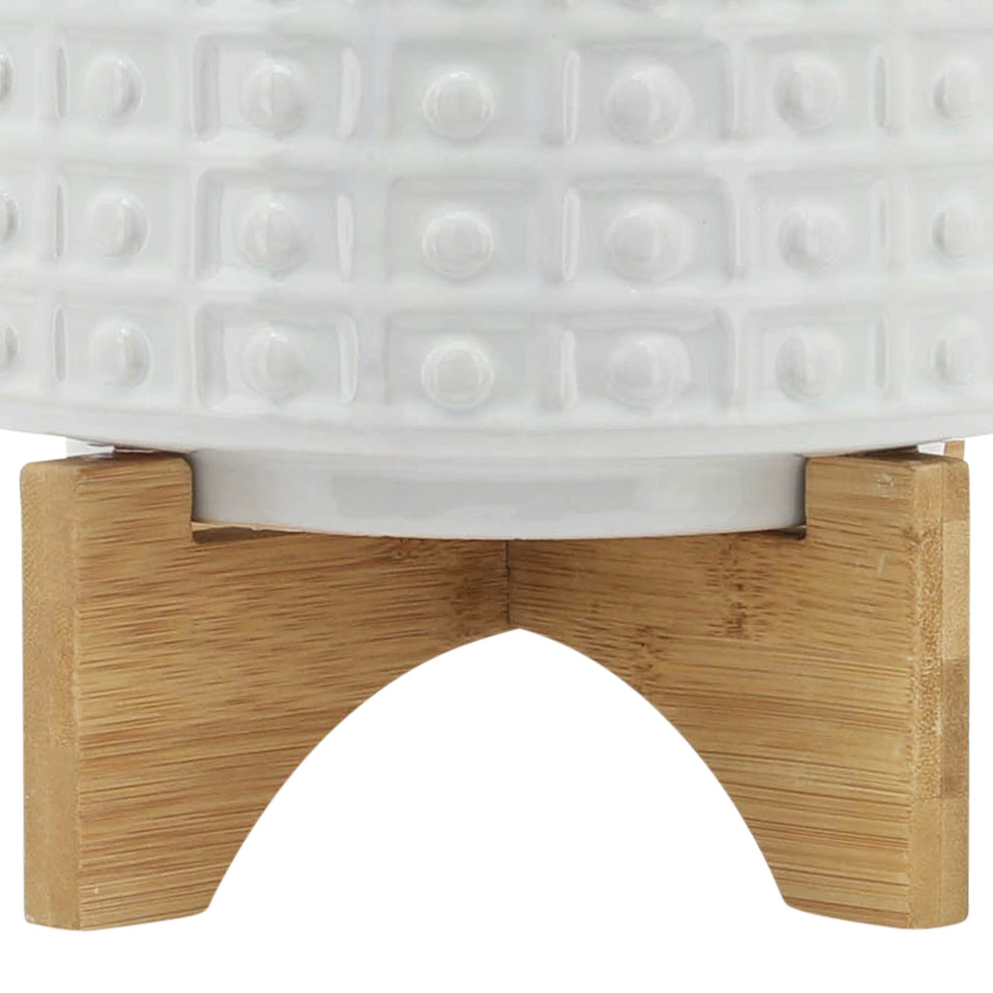 8" Dotted Planter W/ Stand, White