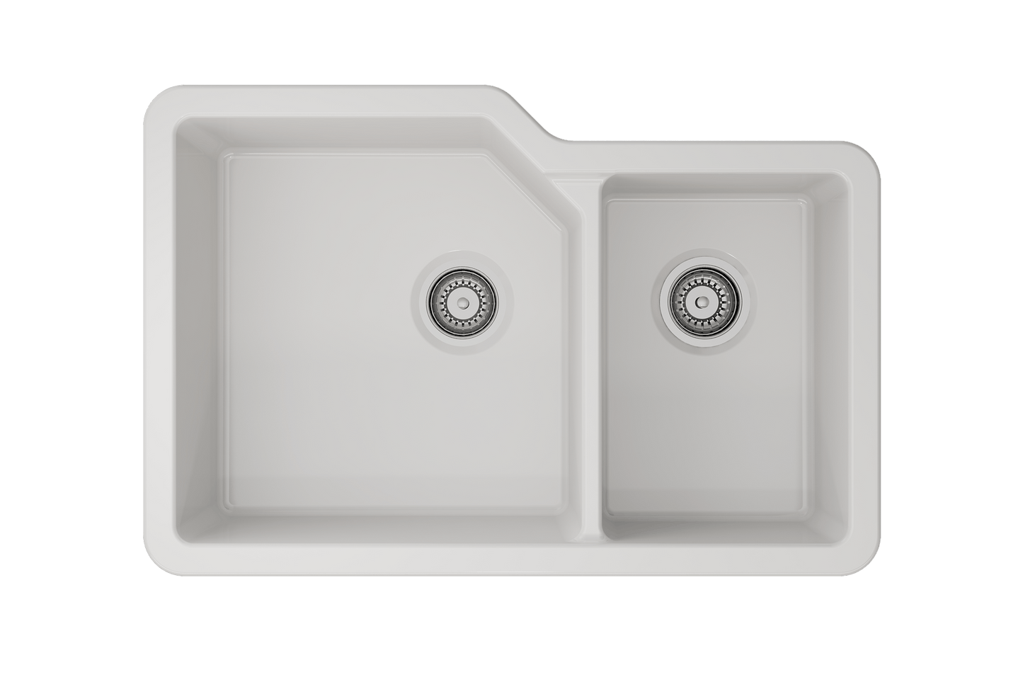 Sotto Dual-Mount Fireclay 33" 60/40 Double Bowl Kitchen Sink in White