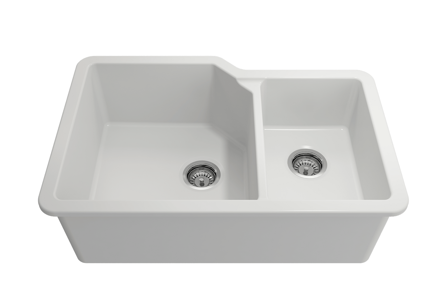 Sotto Dual-Mount Fireclay 33" 60/40 Double Bowl Kitchen Sink in Matte White