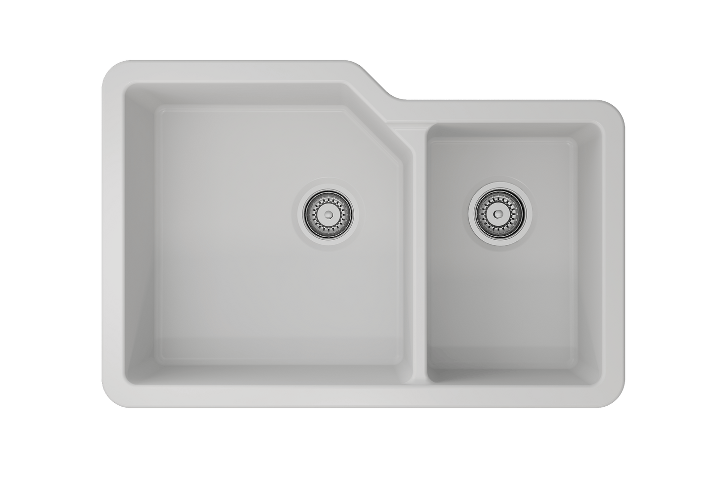 Sotto Dual-Mount Fireclay 33" 60/40 Double Bowl Kitchen Sink in Matte White