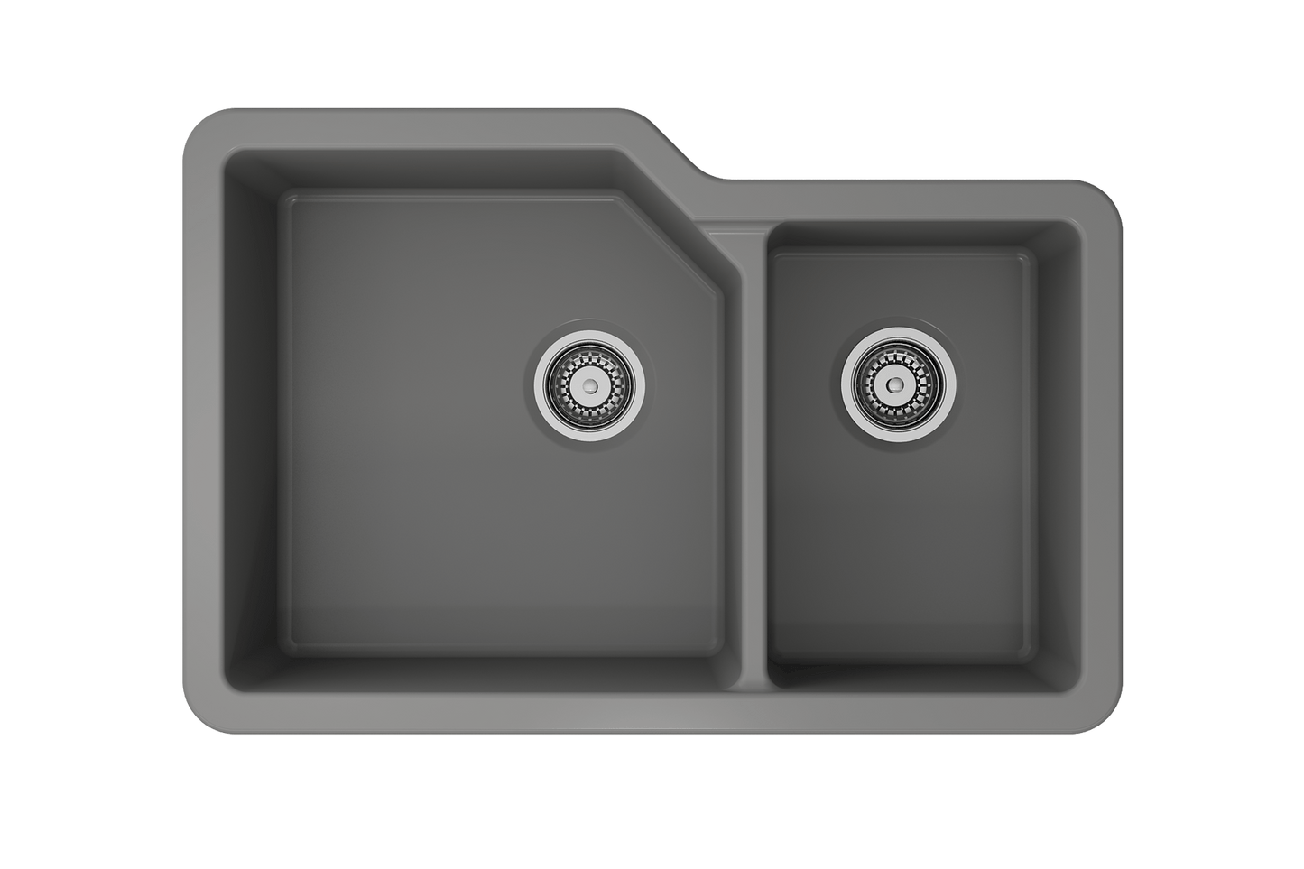 Sotto Dual-Mount Fireclay 33" 60/40 Double Bowl Kitchen Sink in Matte Gray