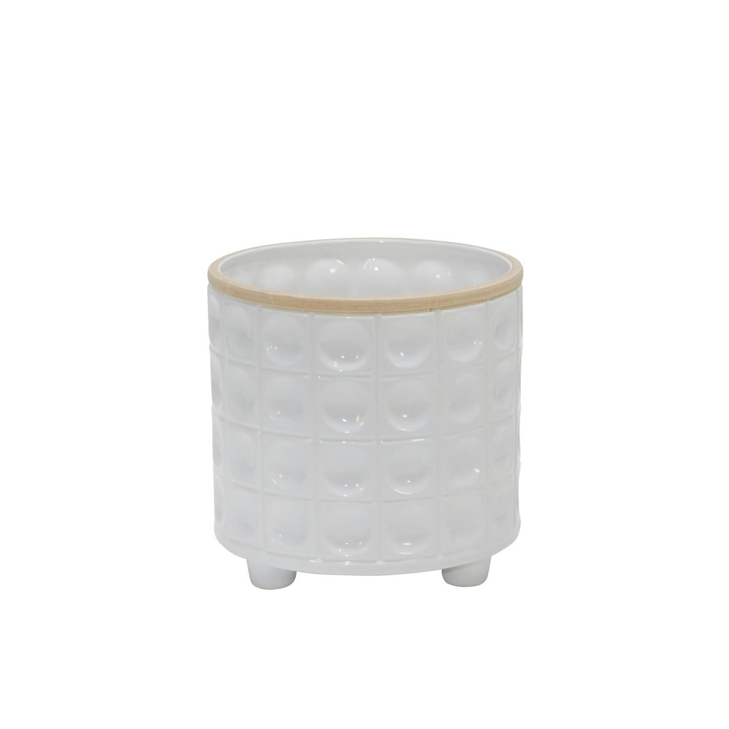 S/2 Dimpled Footed Planter 6/8", White