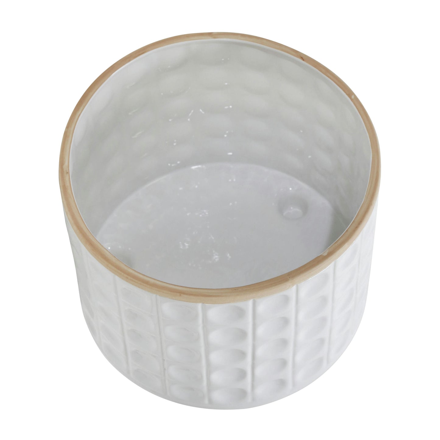 S/2 Ceramic Dimpled Footed Planter 10/12", White