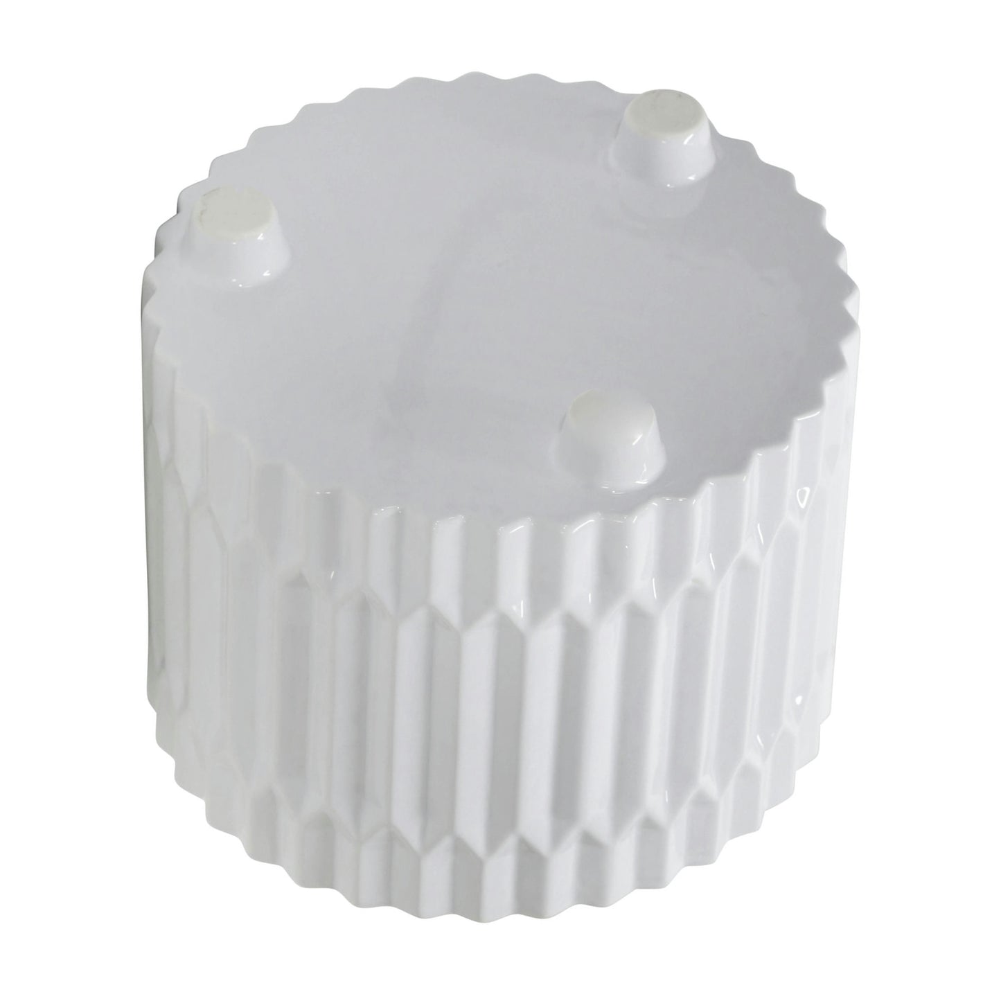 S/2 Ceramic Fluted Planter W/ Feet 10/12" , White