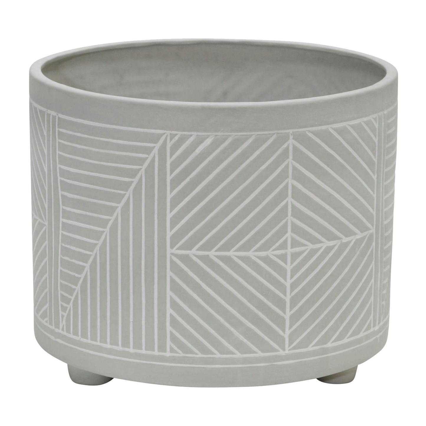 S/2 Ceramic Diamond Footed Planter 10/12", Gray