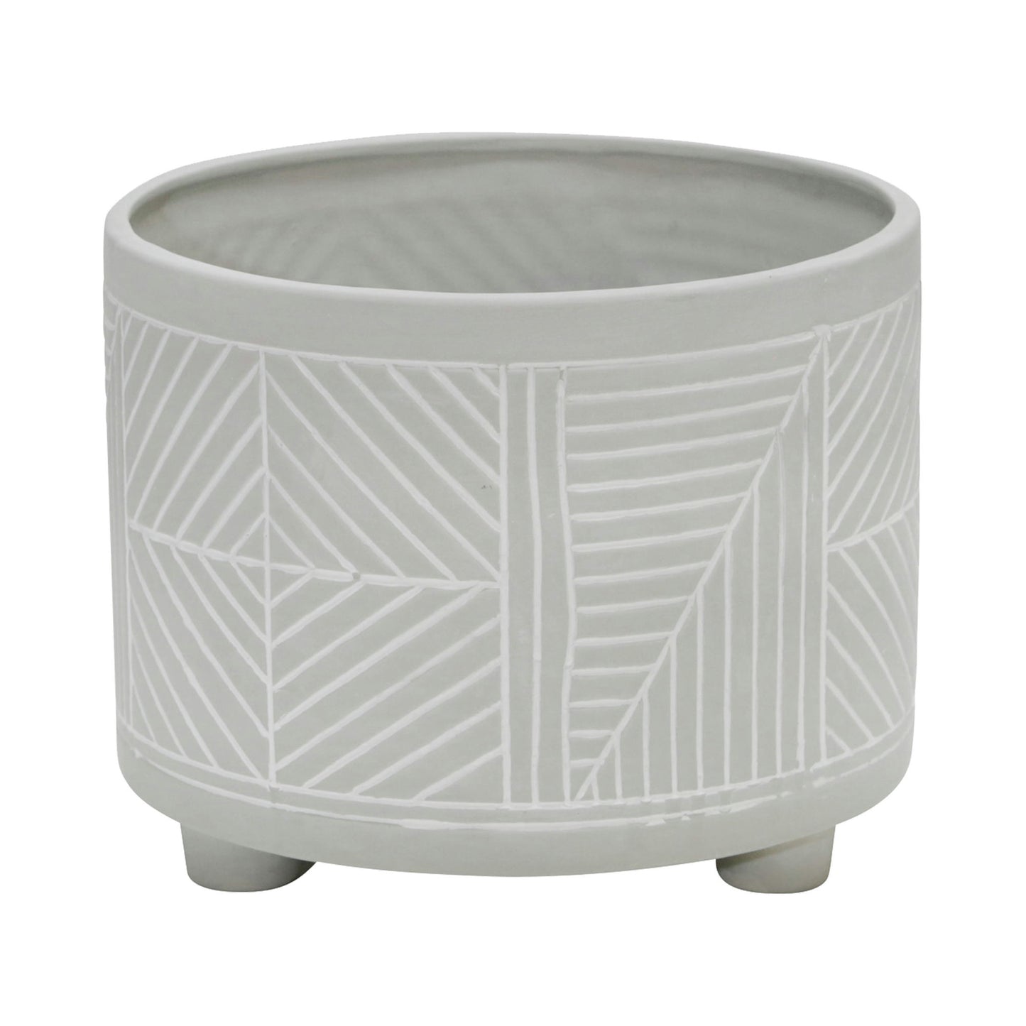 S/2 Ceramic Diamond Footed Planter 10/12", Gray