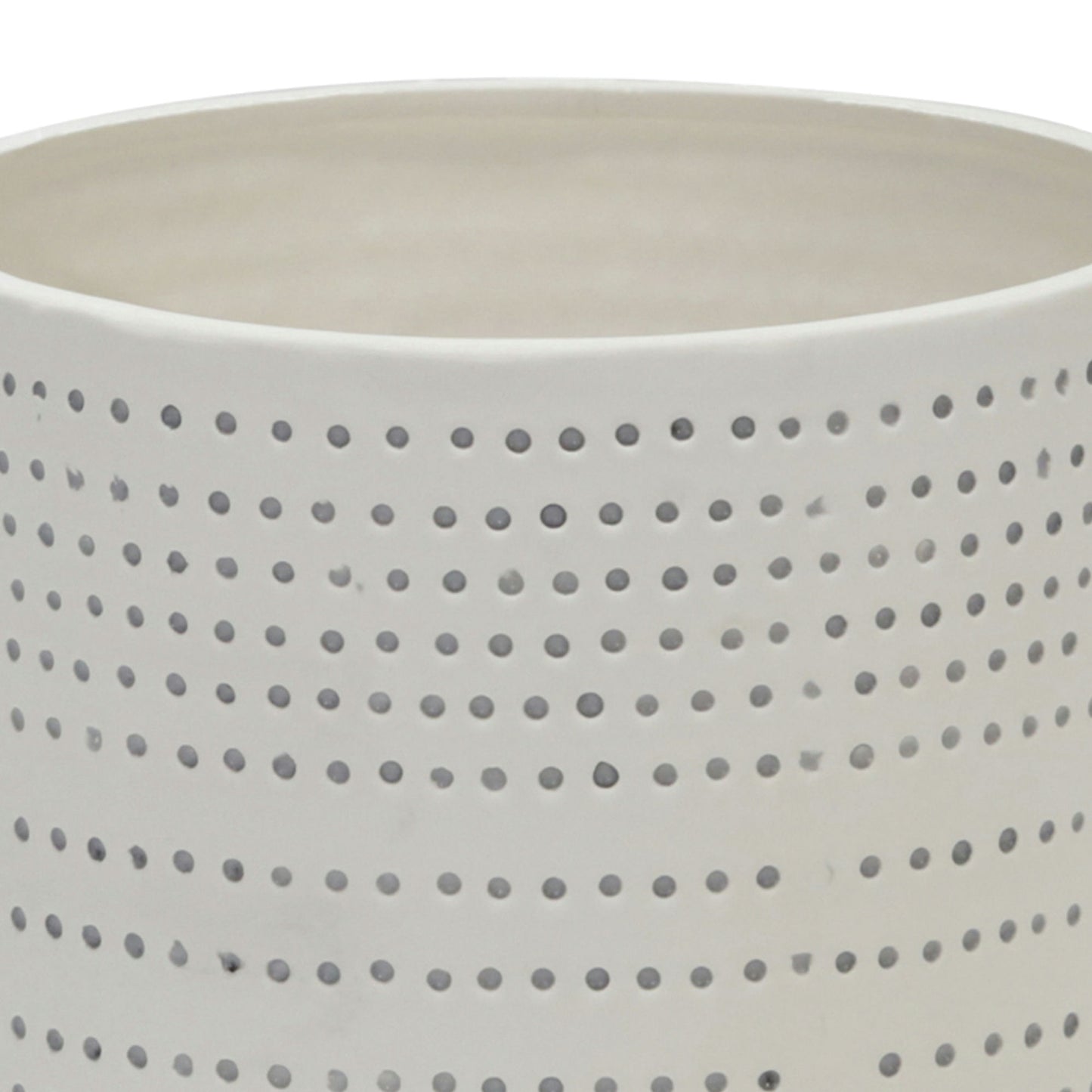 S/2 Ceramic Footed Planter W/ Dots 6/8", Ivory