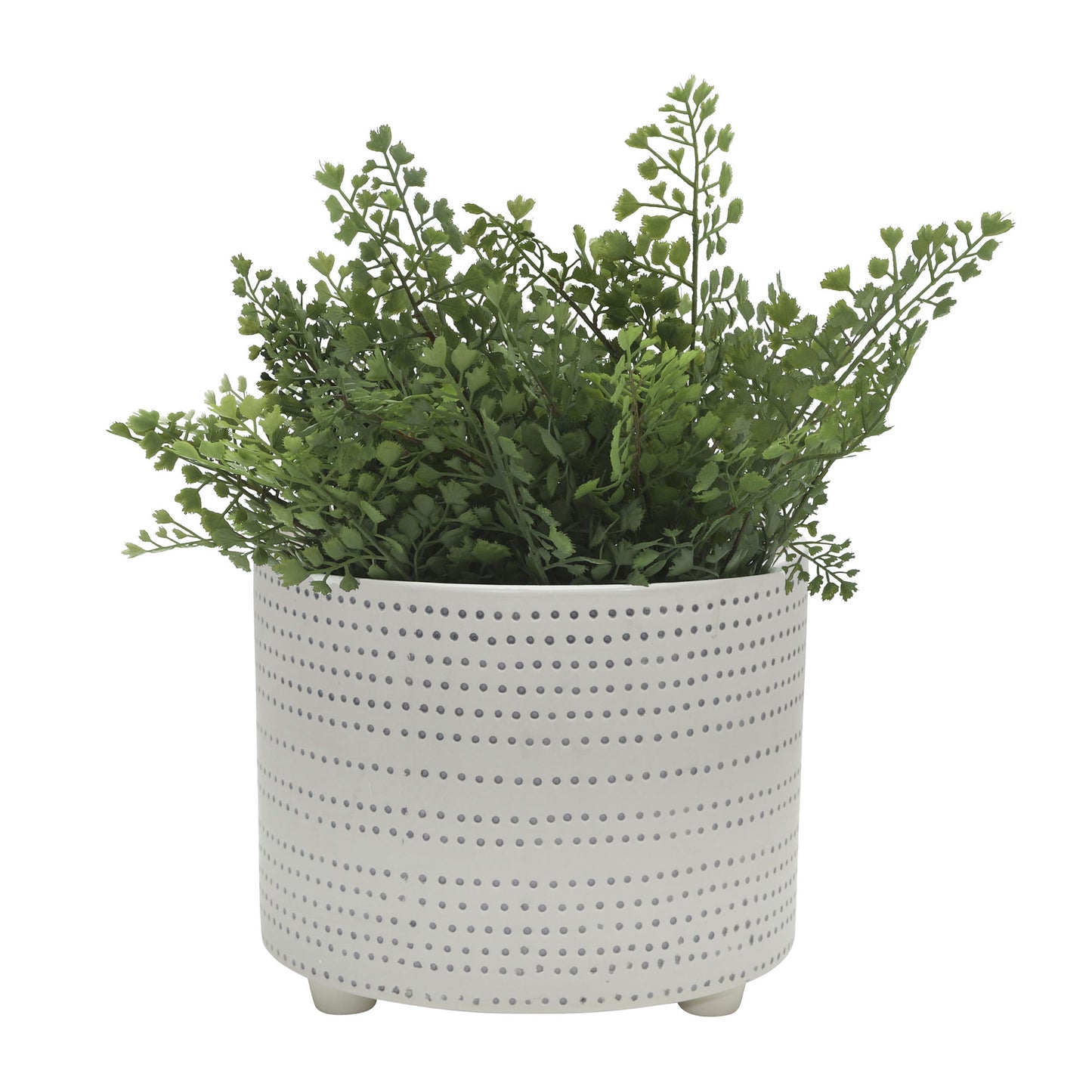 S/2 Ceramic Footed Planter W/ Dots 10/12", Ivory